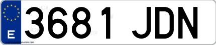 Ejemplo de matrícula española 3681 JDN