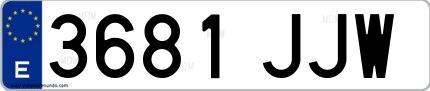 Ejemplo de matrícula española 3681 JJW