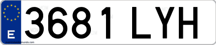 Ejemplo de matrícula de coche ordinaria 3681 LYH