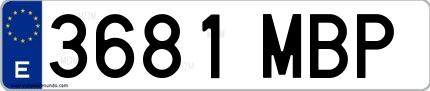 Ejemplo de matrícula española 3681 MBP