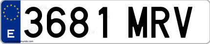 Ejemplo de matrícula de coche ordinaria 3681 MRV