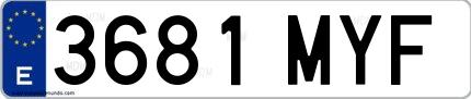 Ejemplo de matrícula española 3681 MYF