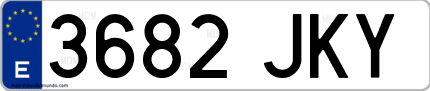 Ejemplo de matrícula de coche ordinaria 3682 JKY