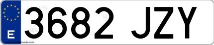 Ejemplo de matrícula española 3682 JZY
