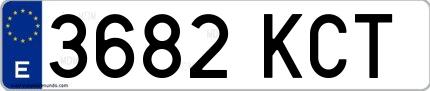Ejemplo de matrícula española 3682 KCT
