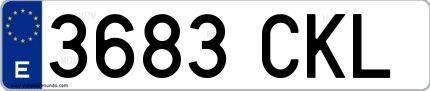 Ejemplo de matrícula española 3683 CKL