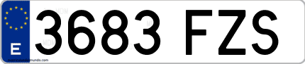 Ejemplo de matrícula de coche ordinaria 3683 FZS