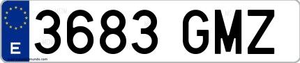 Ejemplo de matrícula española 3683 GMZ