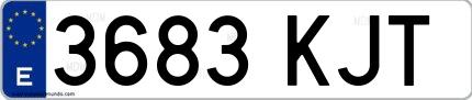 Ejemplo de matrícula española 3683 KJT