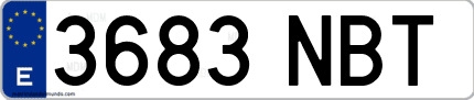 Ejemplo de matrícula de coche ordinaria 3683 NBT