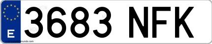 Ejemplo de matrícula española 3683 NFK