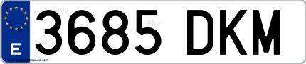 Ejemplo de matrícula española 3685 DKM