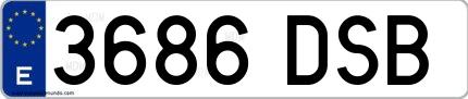 Ejemplo de matrícula española 3686 DSB