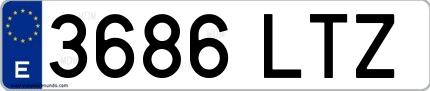 Ejemplo de matrícula española 3686 LTZ