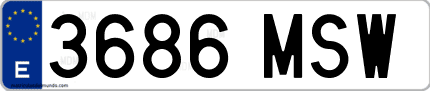Ejemplo de matrícula de coche ordinaria 3686 MSW