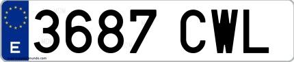 Ejemplo de matrícula española 3687 CWL