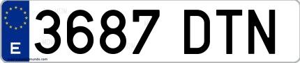 Ejemplo de matrícula española 3687 DTN