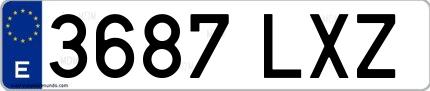 Ejemplo de matrícula española 3687 LXZ
