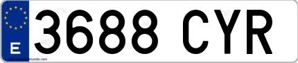 Ejemplo de matrícula española 3688 CYR