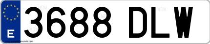 Ejemplo de matrícula española 3688 DLW
