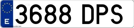 Ejemplo de matrícula española 3688 DPS