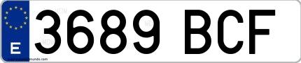 Ejemplo de matrícula española 3689 BCF
