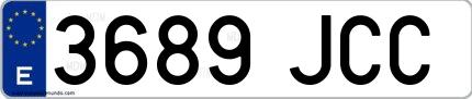 Ejemplo de matrícula española 3689 JCC