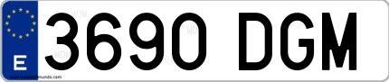 Ejemplo de matrícula española 3690 DGM
