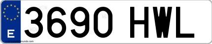 Ejemplo de matrícula española 3690 HWL