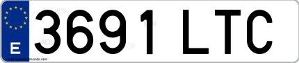 Ejemplo de matrícula española 3691 LTC