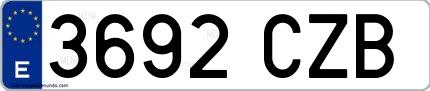 Ejemplo de matrícula española 3692 CZB