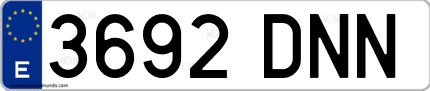 Ejemplo de matrícula de coche ordinaria 3692 DNN