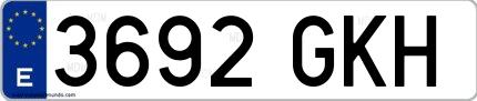 Ejemplo de matrícula española 3692 GKH