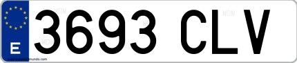 Ejemplo de matrícula española 3693 CLV