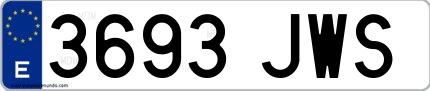Ejemplo de matrícula española 3693 JWS
