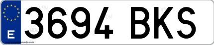 Ejemplo de matrícula española 3694 BKS