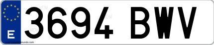 Ejemplo de matrícula española 3694 BWV