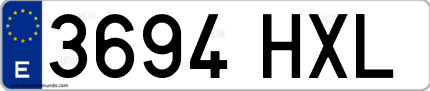 Ejemplo de matrícula de coche ordinaria 3694 HXL
