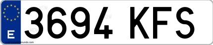 Ejemplo de matrícula española 3694 KFS