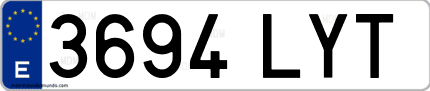 Ejemplo de matrícula de coche ordinaria 3694 LYT
