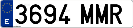 Ejemplo de matrícula de coche ordinaria 3694 MMR