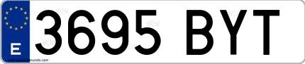 Ejemplo de matrícula española 3695 BYT