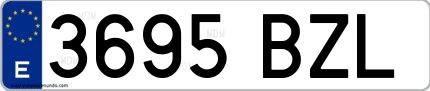 Ejemplo de matrícula española 3695 BZL