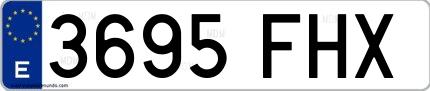 Ejemplo de matrícula española 3695 FHX
