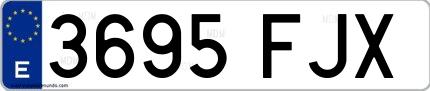Ejemplo de matrícula española 3695 FJX