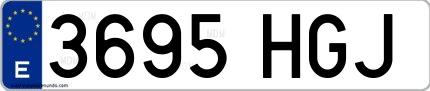 Ejemplo de matrícula española 3695 HGJ
