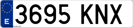 Ejemplo de matrícula de coche ordinaria 3695 KNX