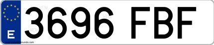 Ejemplo de matrícula española 3696 FBF
