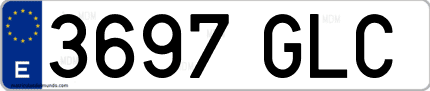Ejemplo de matrícula de coche ordinaria 3697 GLC