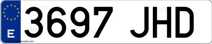 Ejemplo de matrícula española 3697 JHD